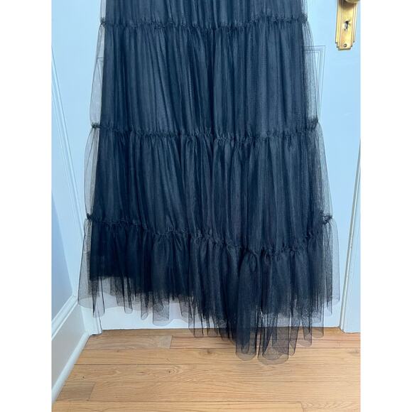 Alice + Olivia Women's 12 Chara Tiered Tulle Midi Dress Black Sleeveless Party - Picture 15 of 15